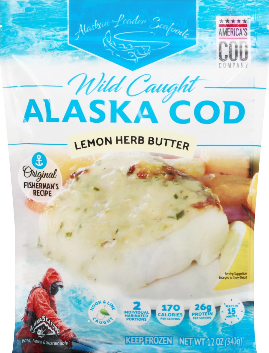 slide 3 of 13, Alaskan Leader Seafoods Wild Caught Lemon Herb Butter Alaska Cod 12 oz, 12 oz