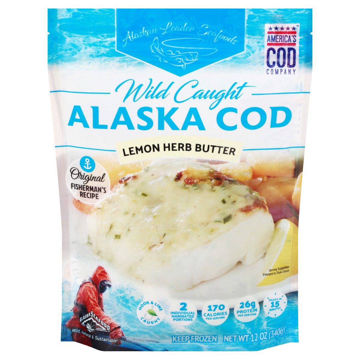 slide 12 of 13, Alaskan Leader Seafoods Wild Caught Lemon Herb Butter Alaska Cod 12 oz, 12 oz