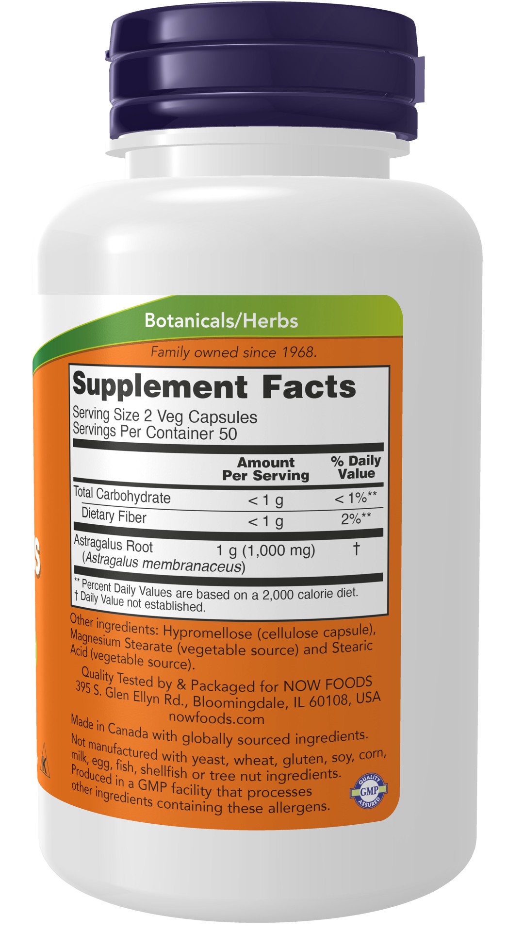 slide 2 of 4, NOW Astragalus 500 mg - 100 Veg Capsules, 100 ct