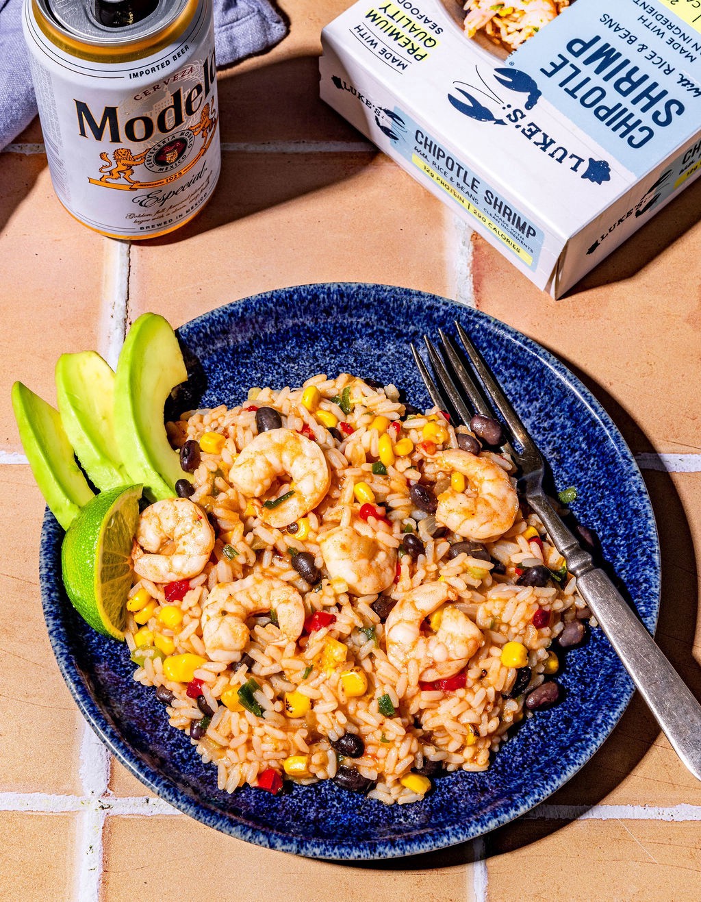 slide 3 of 3, Luke's Chipotle Shrimp W/Rice, 9.6 oz