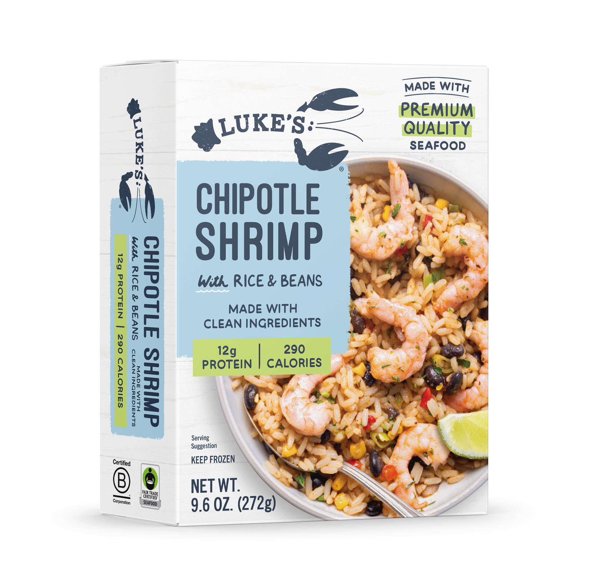 slide 1 of 3, Luke's Chipotle Shrimp W/Rice, 9.6 oz