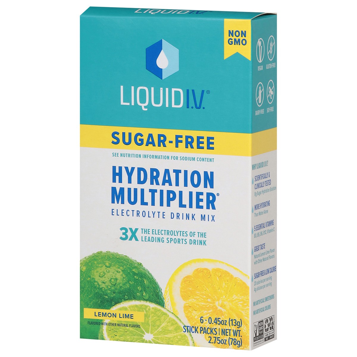slide 13 of 15, Liquid I.V. Hydration Multiplier Sugar-Free - Lemon Lime - Hydration Powder Packets | Electrolyte Powder Drink Mix | Convenient Single-Serving Sticks | Non-GMO | 6 Sticks, 6 ct