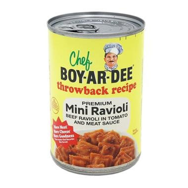 slide 1 of 1, Chef Boyardee Chef Boy-Ar-Dee Throwback Recipe Premium Mini Ravioli Beef Ravioli In Tomato And Meat Sauce, 15 oz