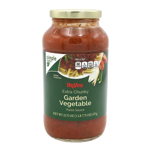 slide 1 of 1, Hy-vee Garden Vegetable Extra Chunky Pasta Sauce, 23.75 oz