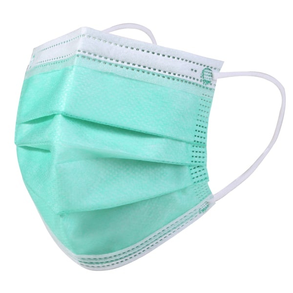 slide 1 of 8, Kata 3-Ply Pleated Disposable Children's Face Masks, One Size, Green, Box Of 50 Masks, 50 ct
