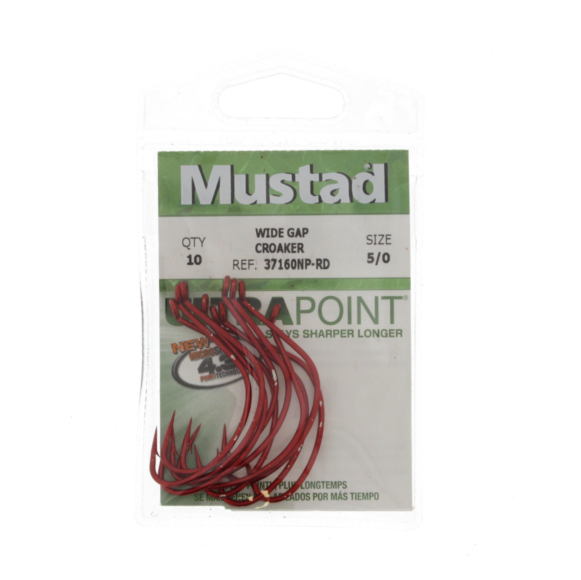 slide 1 of 1, Mustad Ultra Point Wide Gap Red Croaker Hook Size 5/0, 10 ct
