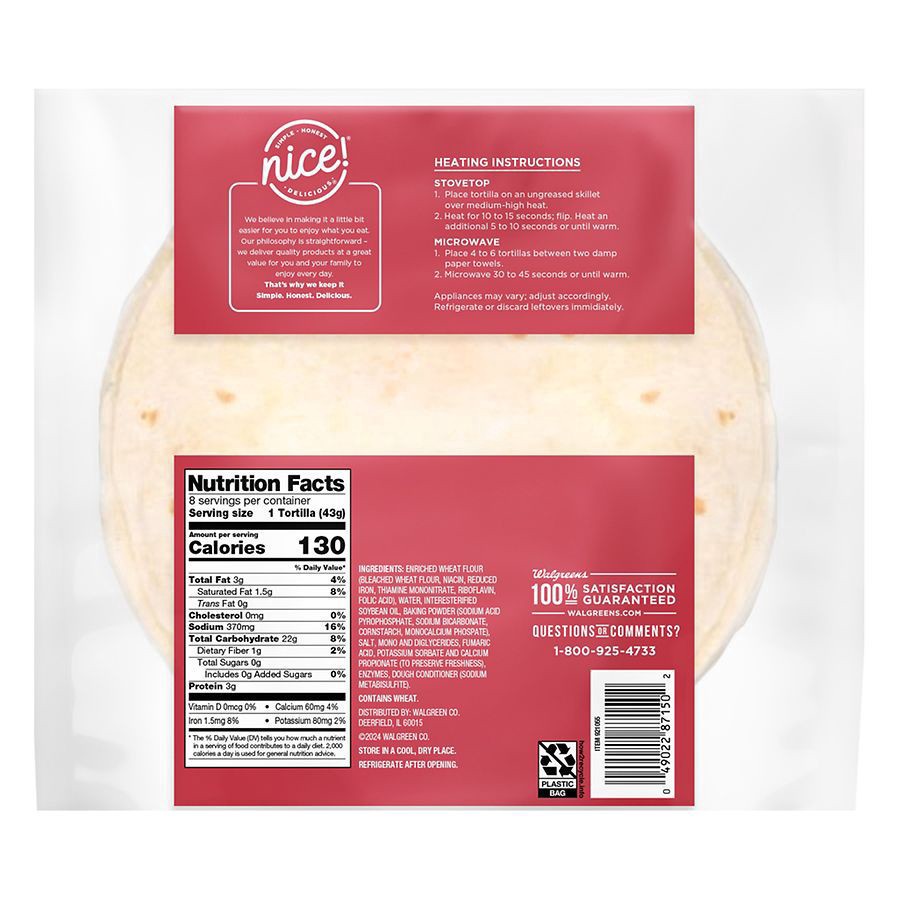slide 2 of 2, Nice! Flour Tortillas Size 8 Inch, 12 oz