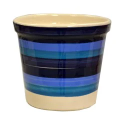 Blue Orange Pottery Small Multi Stripe Ceramic Planter