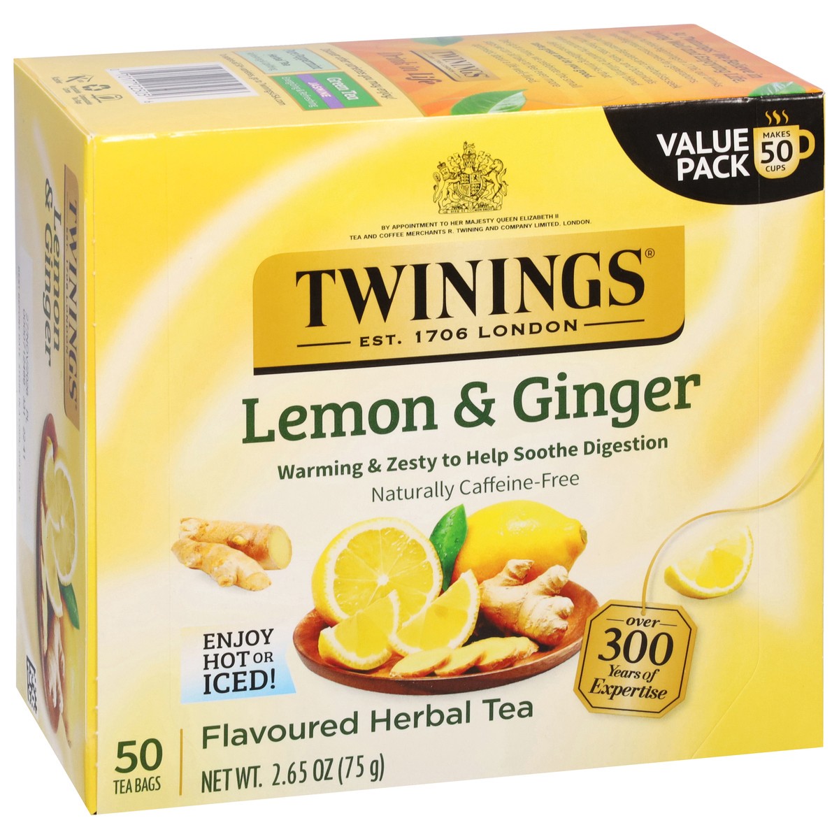 slide 7 of 15, Twinings Lemon & Ginger Flavored Herbal Tea Value Pack 50 Bags - 50 ct, 50 ct