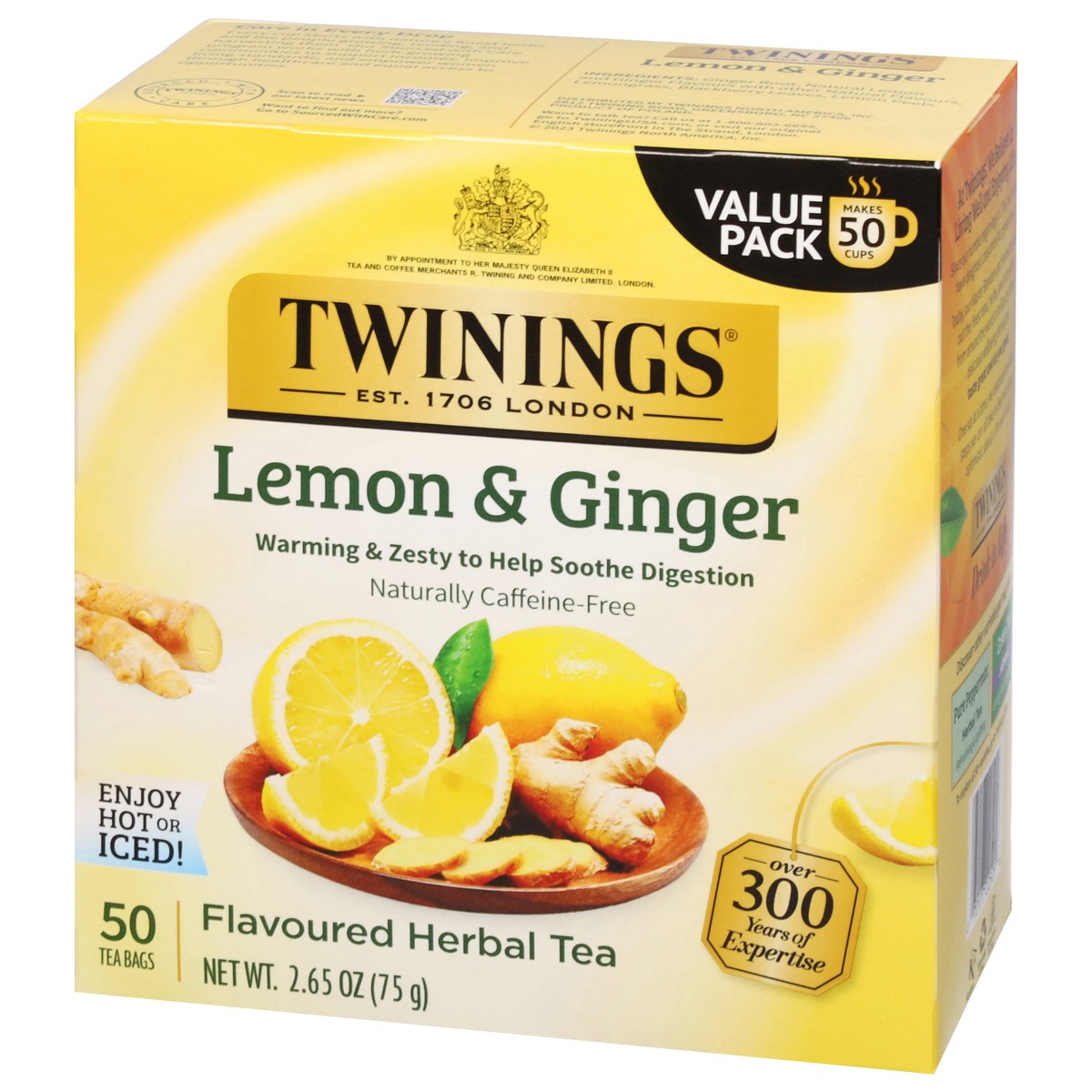 slide 6 of 15, Twinings Lemon & Ginger Flavored Herbal Tea Value Pack 50 Bags - 50 ct, 50 ct