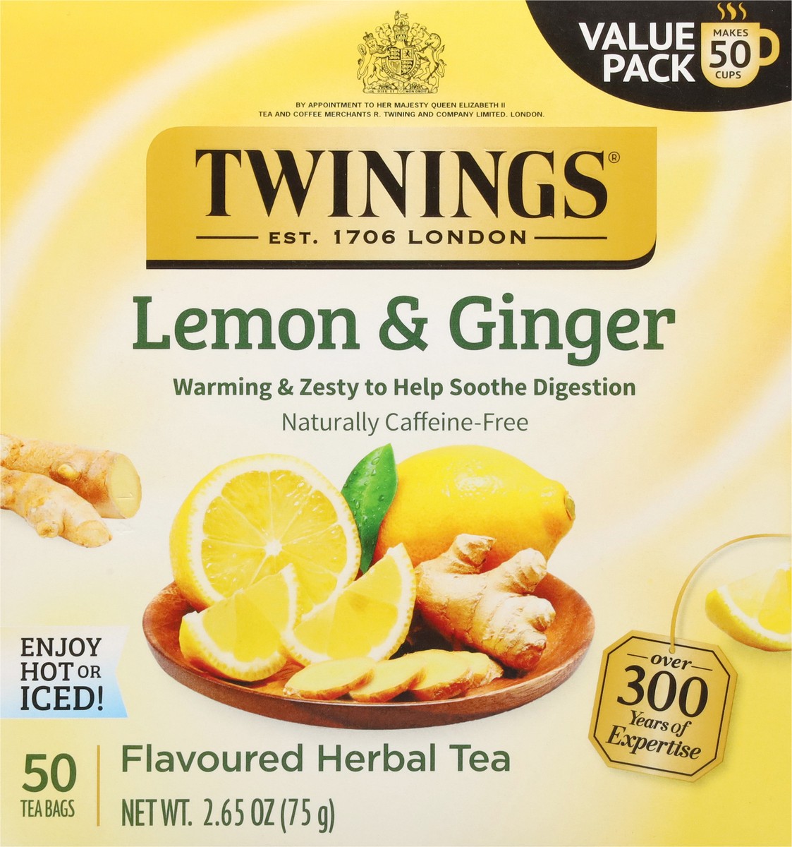 slide 4 of 15, Twinings Lemon & Ginger Flavored Herbal Tea Value Pack 50 Bags - 50 ct, 50 ct