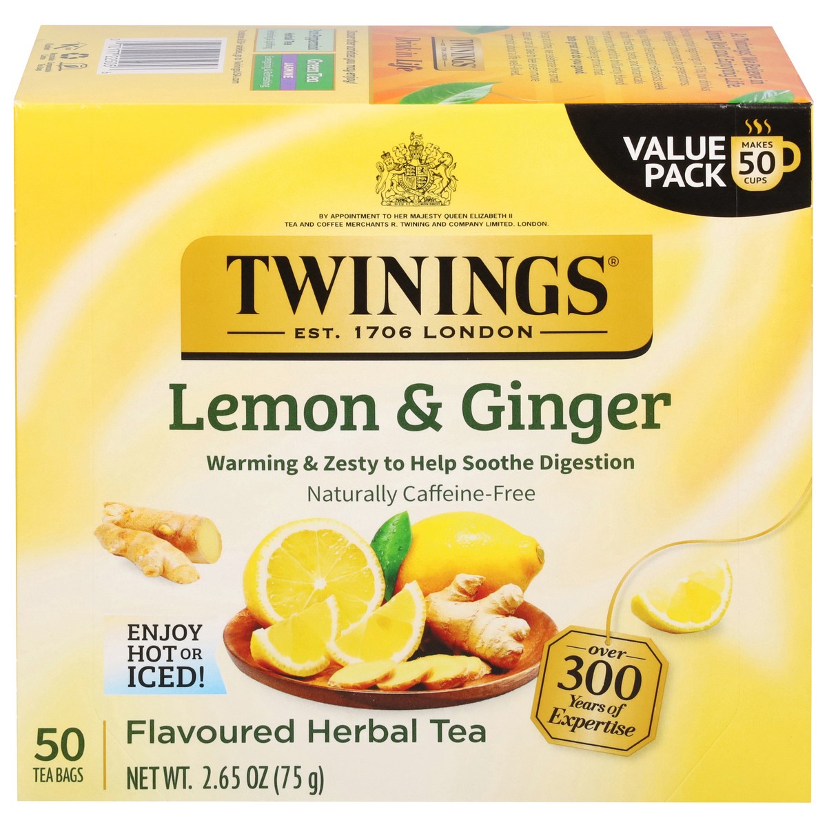 slide 10 of 15, Twinings Lemon & Ginger Flavored Herbal Tea Value Pack 50 Bags - 50 ct, 50 ct