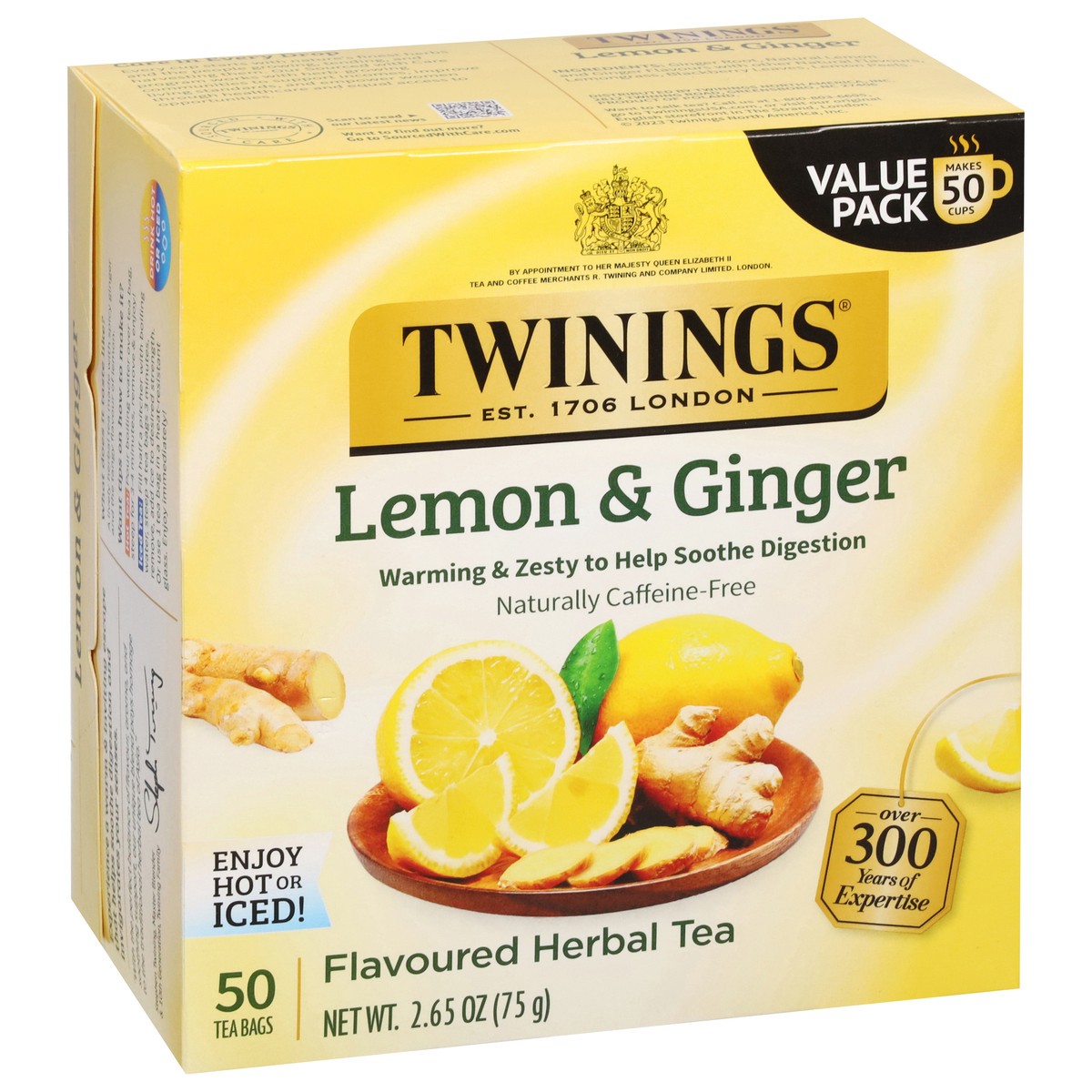 slide 12 of 15, Twinings Lemon & Ginger Flavored Herbal Tea Value Pack 50 Bags - 50 ct, 50 ct