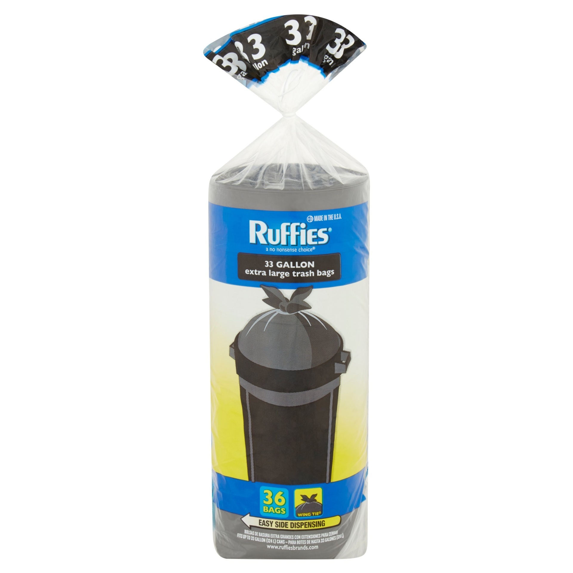 slide 1 of 1, Ruffies 33 Gallon Extra Large Trash Bags, 36 ct