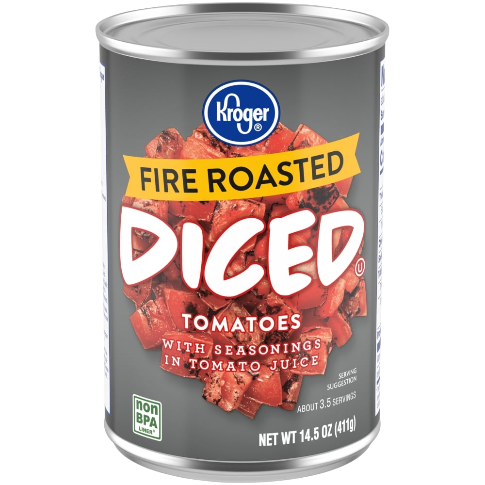 slide 1 of 1, Kroger Fire-Roasted Diced Tomatoes, 14.5 oz