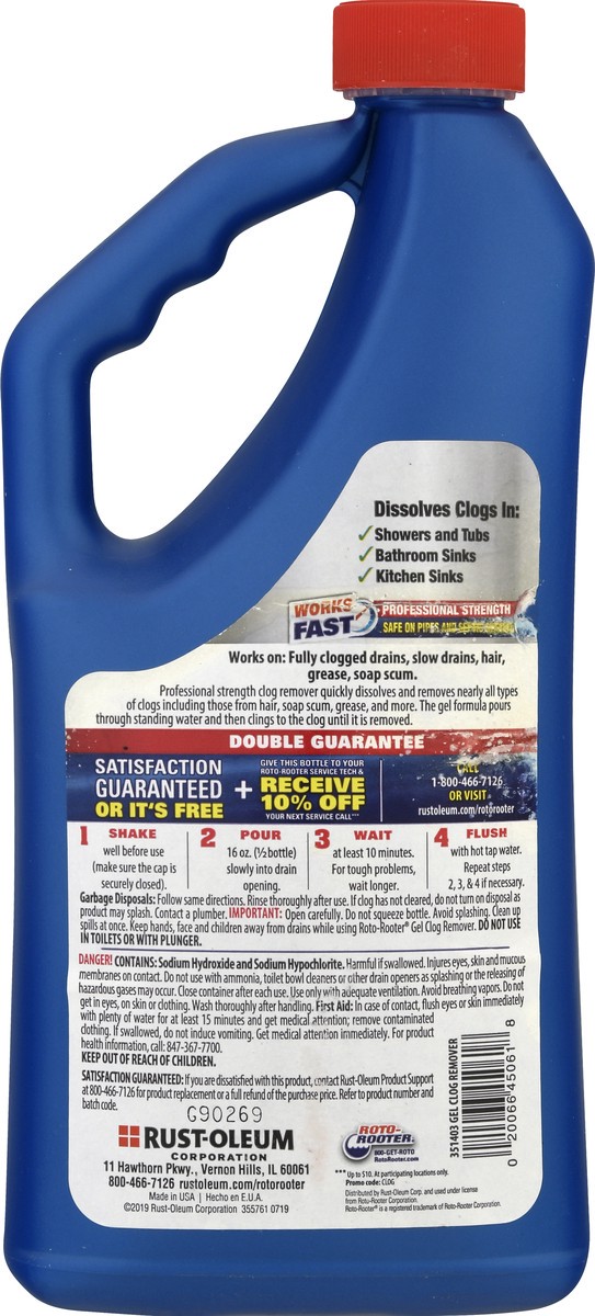 slide 7 of 10, Roto-Rooter Professional Strength Gel Clog Remover 1 qt, 1 qt