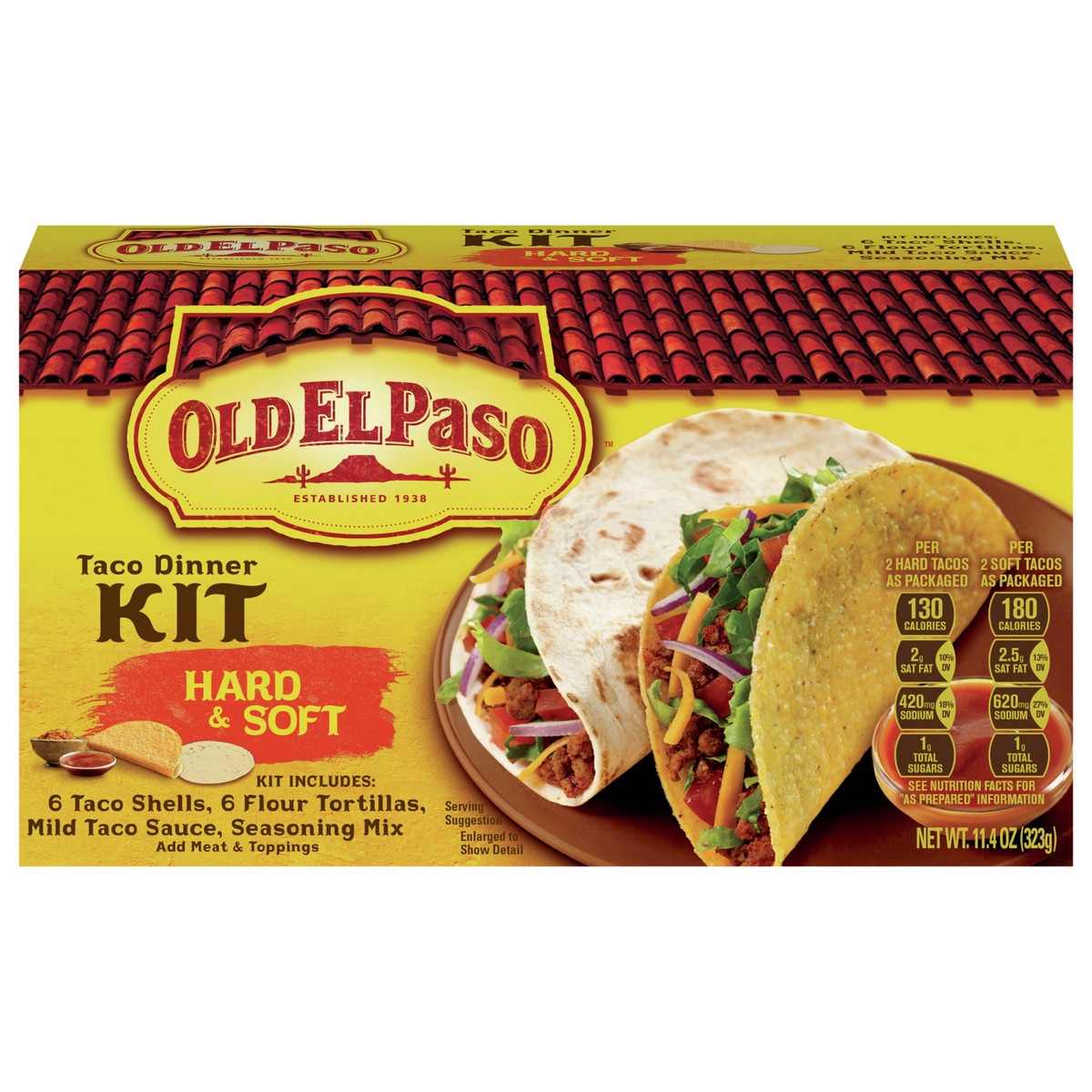 slide 1 of 6, Old El Paso Taco Dinner Kit, Hard & Soft, 11.4 oz., 11.4 oz