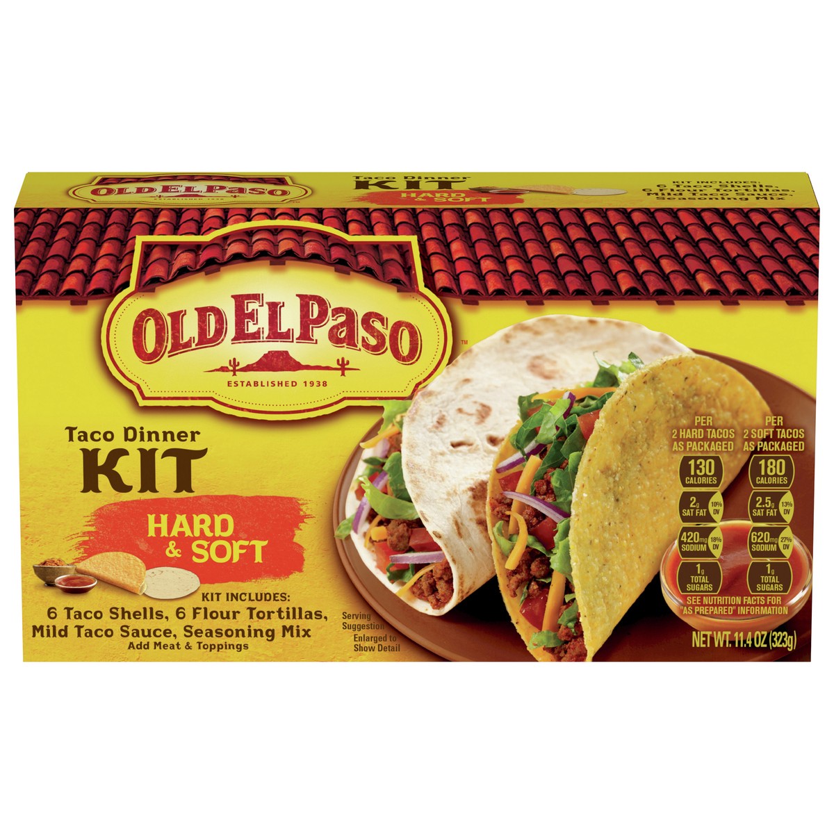 slide 1 of 1, Old El Paso Taco Dinner Kit, Hard & Soft, 11.4 oz., 11.4 oz