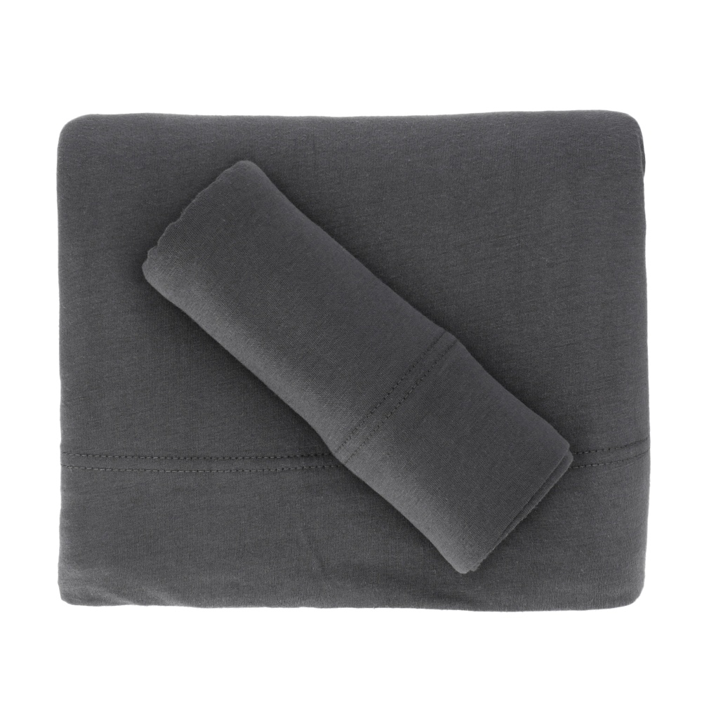 slide 1 of 1, Everyday Living Jersey Sheet Set - Charcoal, Queen Size