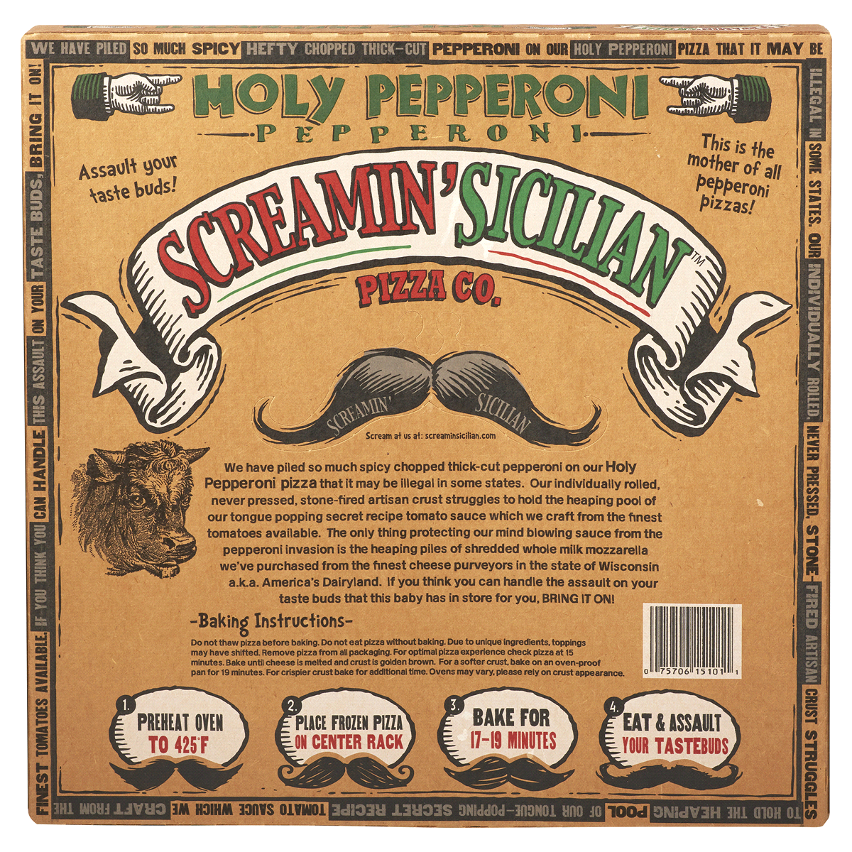 Screamin' Sicilian Holy Pepperoni Loaded Pan Pizza. I was drunk when I  bought this and thought it was just their normal pizza which I like. This,  not so much. : r/frozendinners