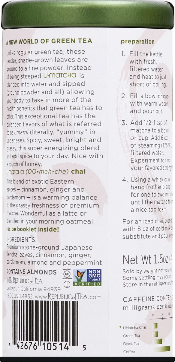 slide 4 of 12, The Republic of Tea U-Matcha Chai Green Tea- 1.5 oz, 1.5 oz