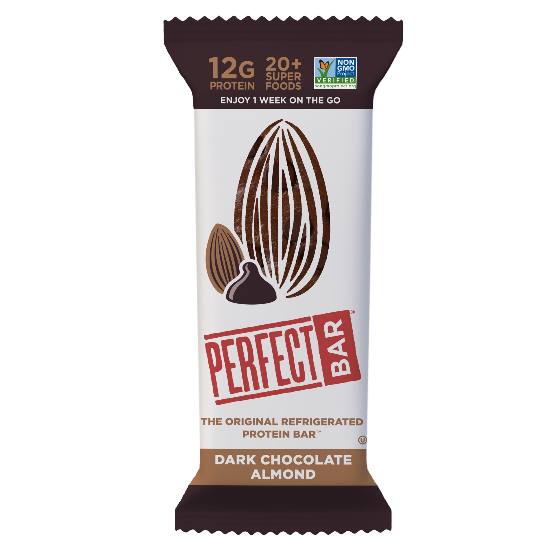 slide 1 of 9, Perfect Bar Gluten-Free Dark Chocolate Almond Refrigerated Protein Bar, 2.2 oz, 2.2 oz