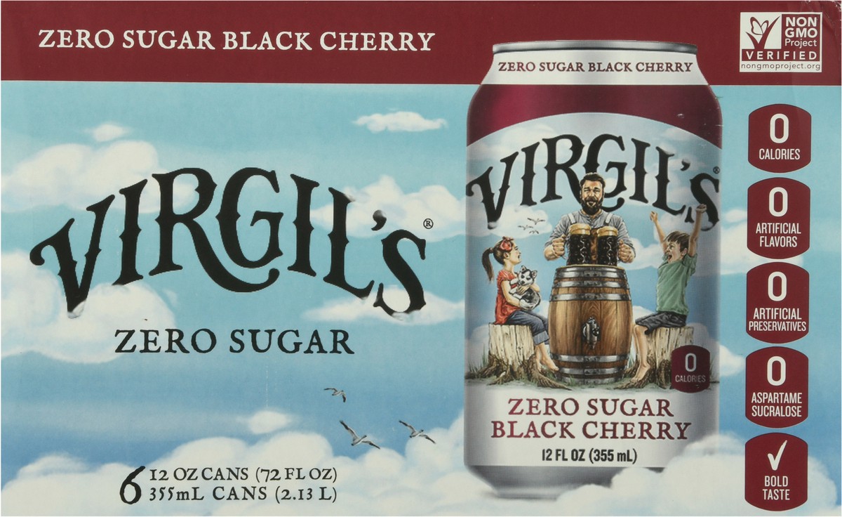 slide 6 of 13, Virgil's Soda, Zero Sugar, Black Cherry - 72 oz, 72 oz