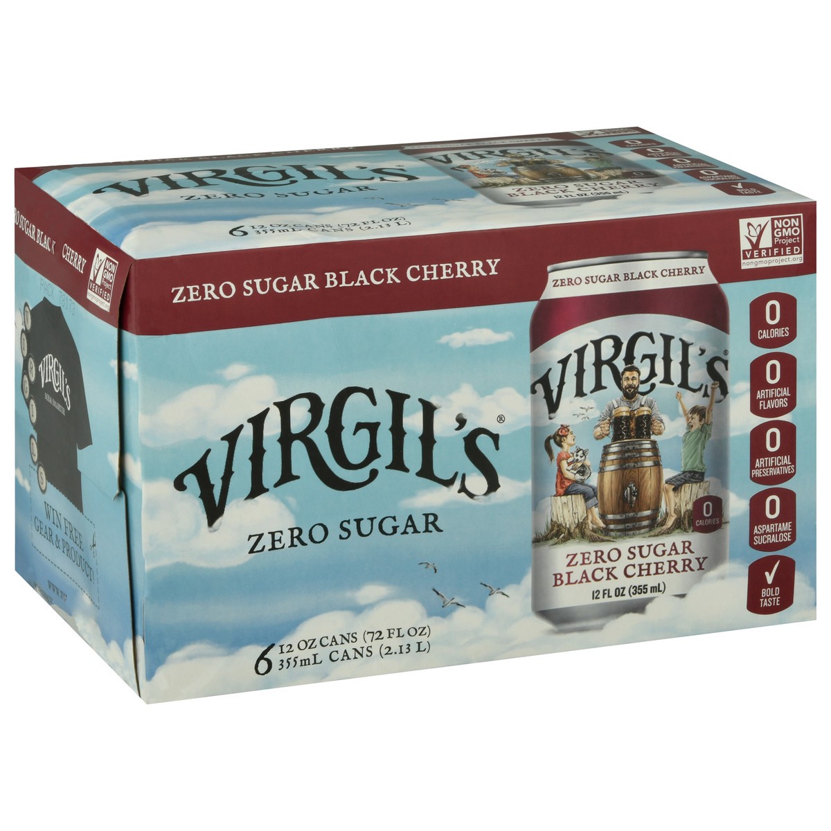 slide 3 of 13, Virgil's Soda, Zero Sugar, Black Cherry - 72 oz, 72 oz