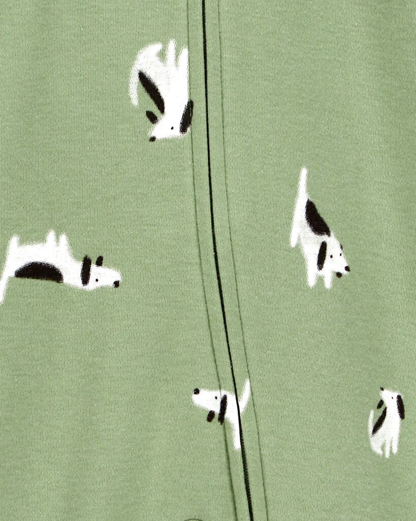 slide 2 of 2, Carter's Baby Dog 2-Way Zip Cotton Sleep & Play Pajamas Green 6M, 1 ct