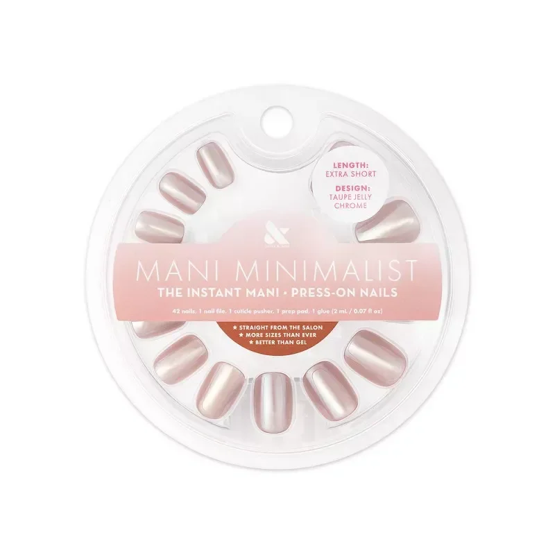 slide 1 of 1, Olive & June Press-On Fake Nails - Taupe Jelly Chrome - 42ct, 42 ct