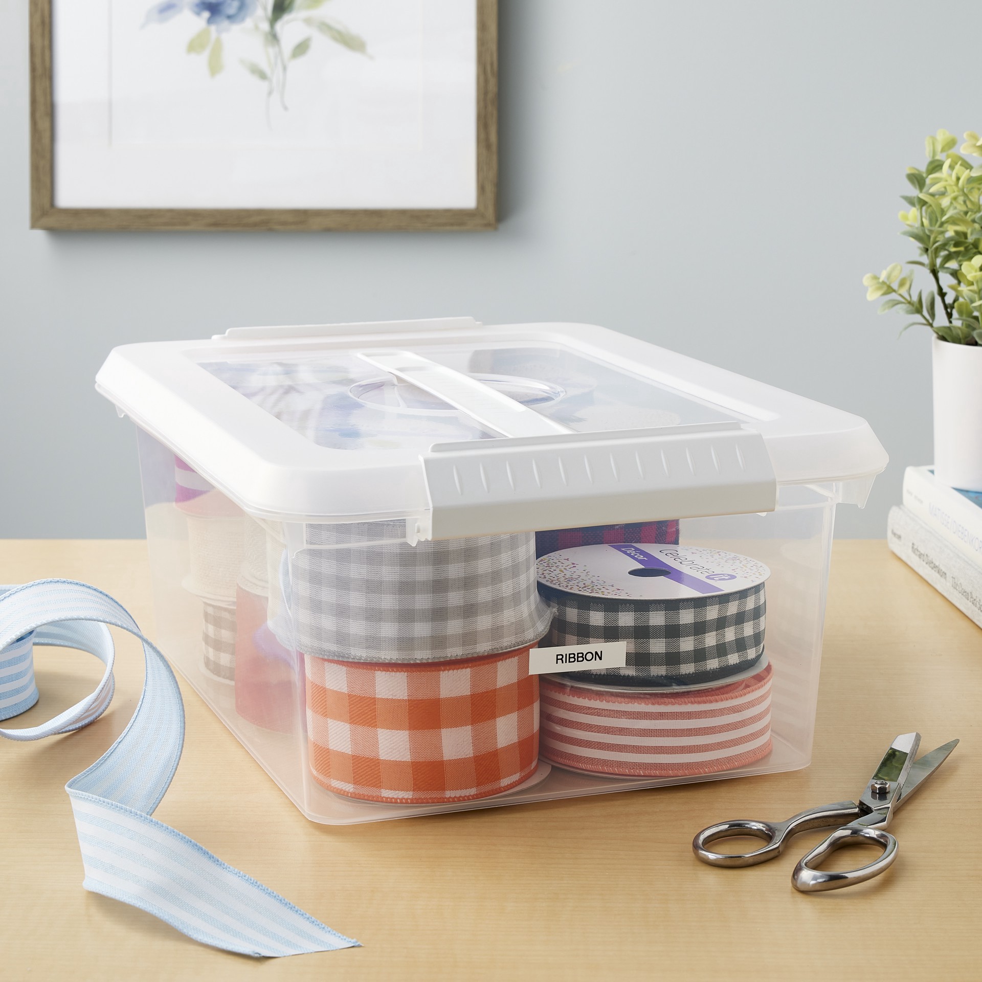 slide 2 of 3, 14.5qt. Storage Bin With Lid By Simply Tidy, 16.3 in x 12 in x 6.9 in