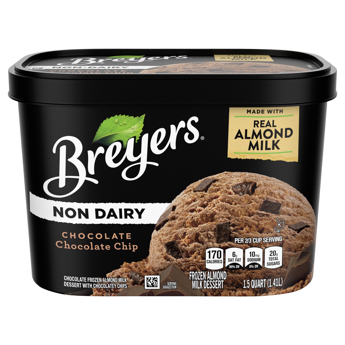 slide 1 of 3, Breyers Non-Dairy Frozen Dessert Chocolate Chocolate Chip, 1.5 QT, 1.5 qt