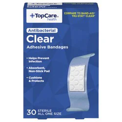 TopCare Health Antibacterial Clear Adhesive Bandages 30 ct