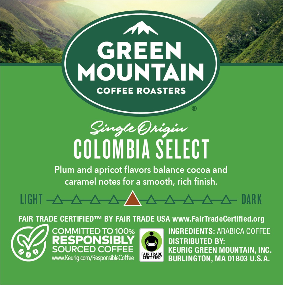 slide 7 of 7, Green Mountain Coffee Roasters Colombia Select Keurig Single-Serve K-Cup Pods, Medium Roast Coffee, 12 Count, 12 ct