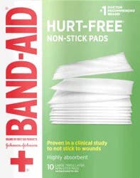 BAND-AID Hurt-Free Highly Absorbent Large Triple Layer Non-Stick Pads 10 ea