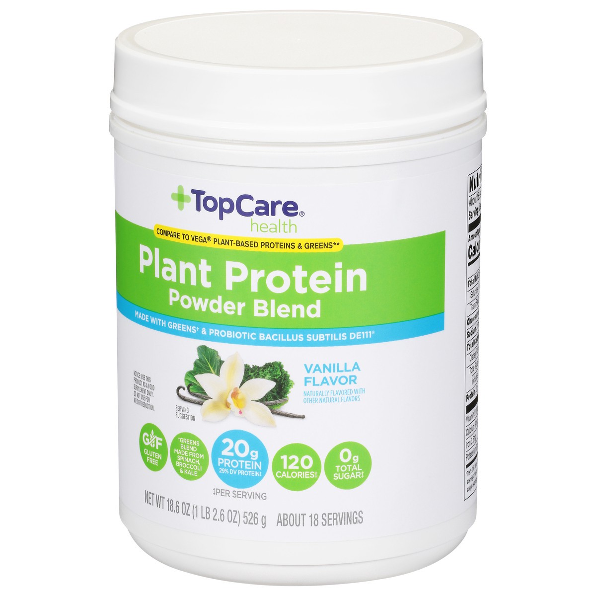 slide 5 of 15, TopCare Top Care Topcare Health Plant Protein Vanilla Flavor Powder Blend, 18.6 oz