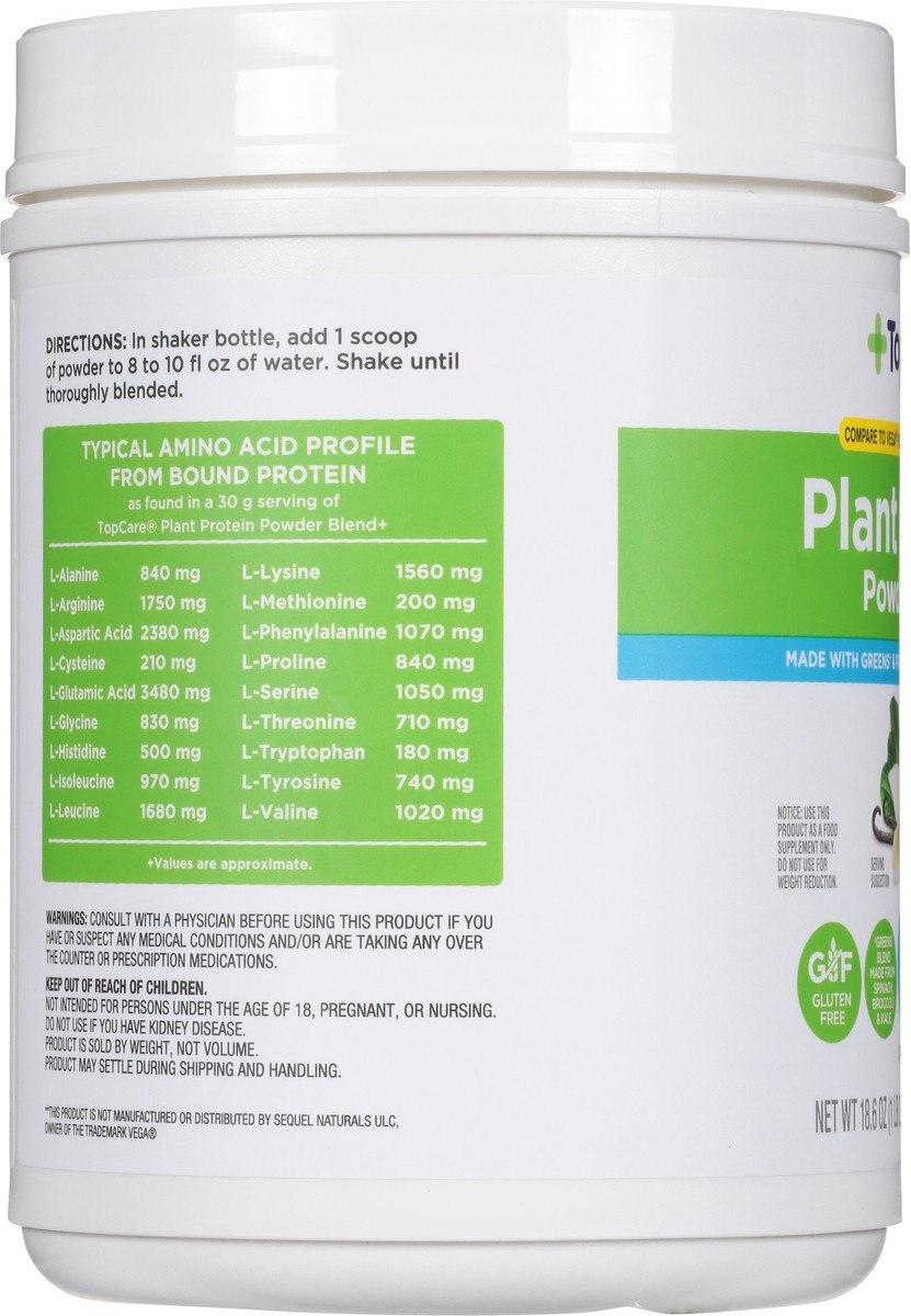 slide 6 of 15, TopCare Top Care Topcare Health Plant Protein Vanilla Flavor Powder Blend, 18.6 oz