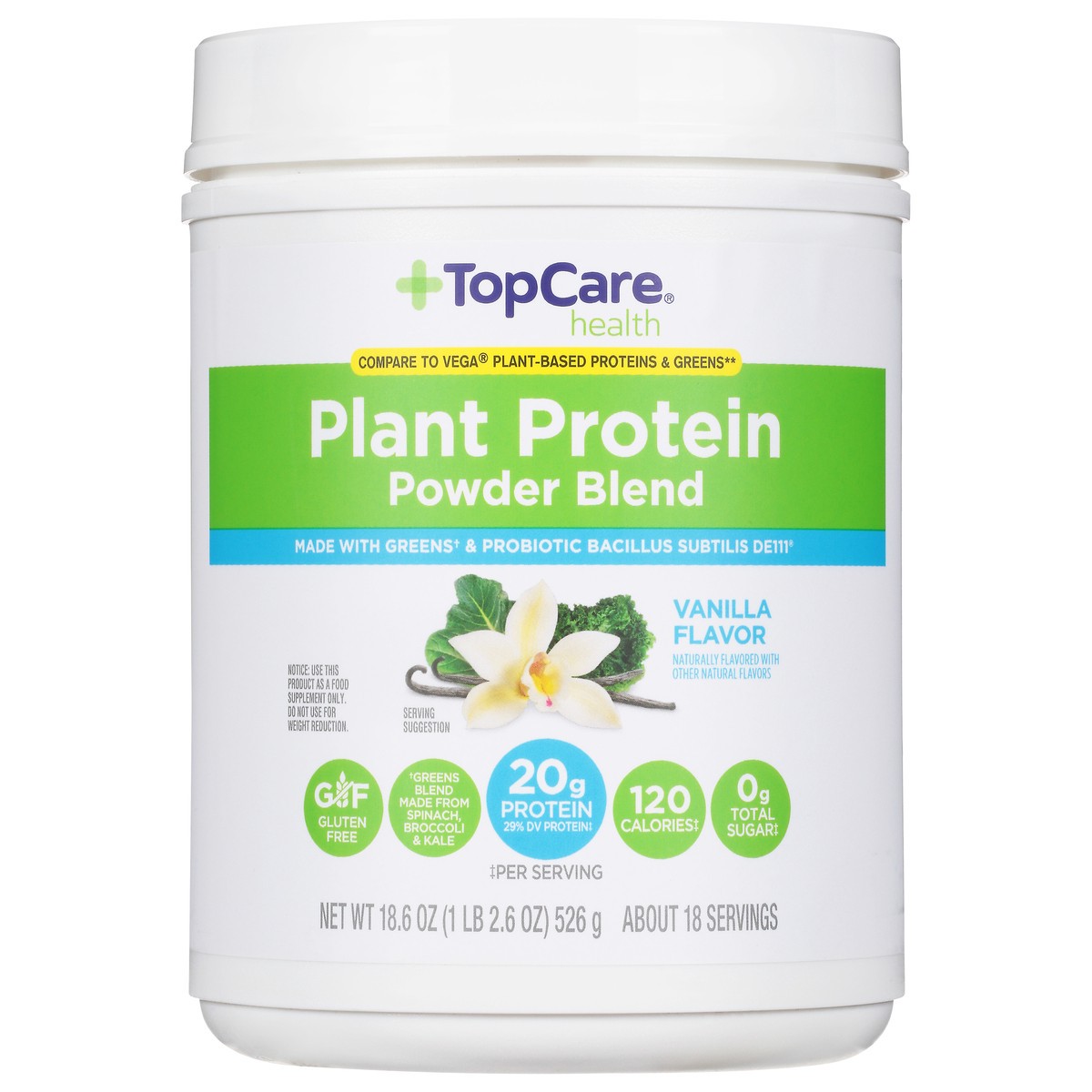 slide 3 of 15, TopCare Top Care Topcare Health Plant Protein Vanilla Flavor Powder Blend, 18.6 oz