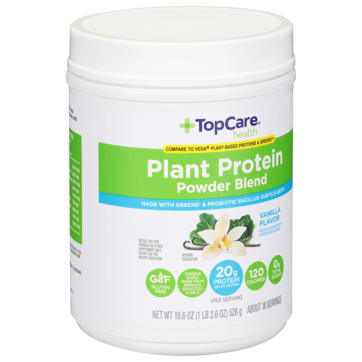 slide 14 of 15, TopCare Top Care Topcare Health Plant Protein Vanilla Flavor Powder Blend, 18.6 oz