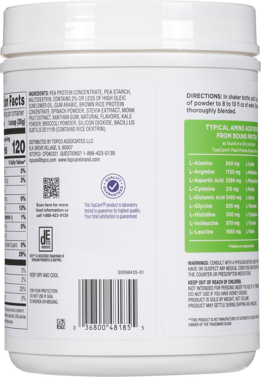 slide 4 of 15, TopCare Top Care Topcare Health Plant Protein Vanilla Flavor Powder Blend, 18.6 oz