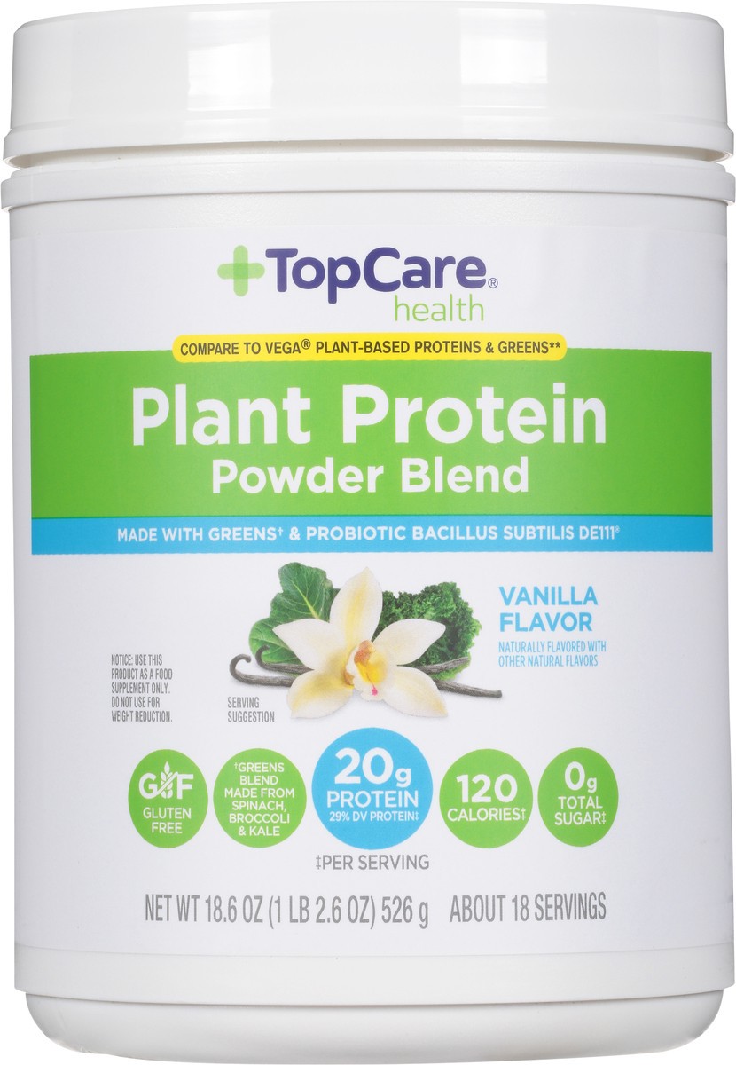 slide 8 of 15, TopCare Top Care Topcare Health Plant Protein Vanilla Flavor Powder Blend, 18.6 oz
