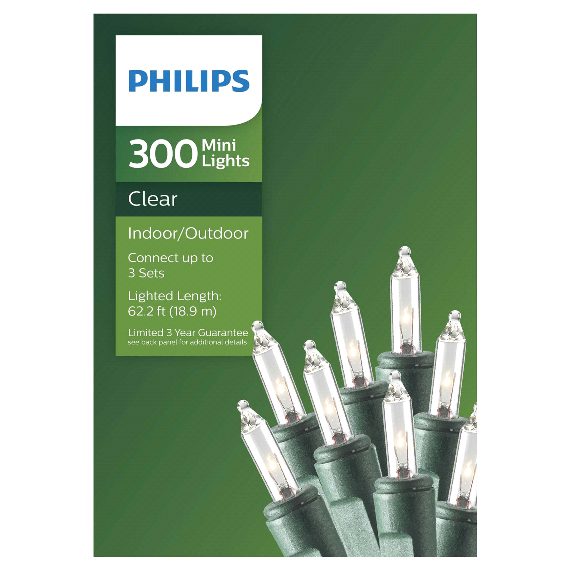 slide 1 of 17, Philips 300 Mini Lights, Clear, 62.2 ft