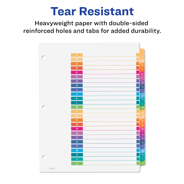 slide 5 of 8, Avery Ready Index Contemporary Table/Content Divider, Title: A-Z, Multi, Letter, 1 ct