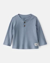 Oshkosh Baby Boy Long-Sleeve Henley Shirt - Blue - 24M