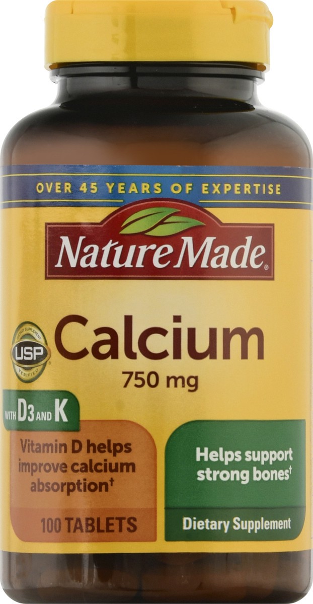 slide 2 of 12, Nature Made 750 mg Tablets Calcium 100 ea, 100 ct; 750 mg