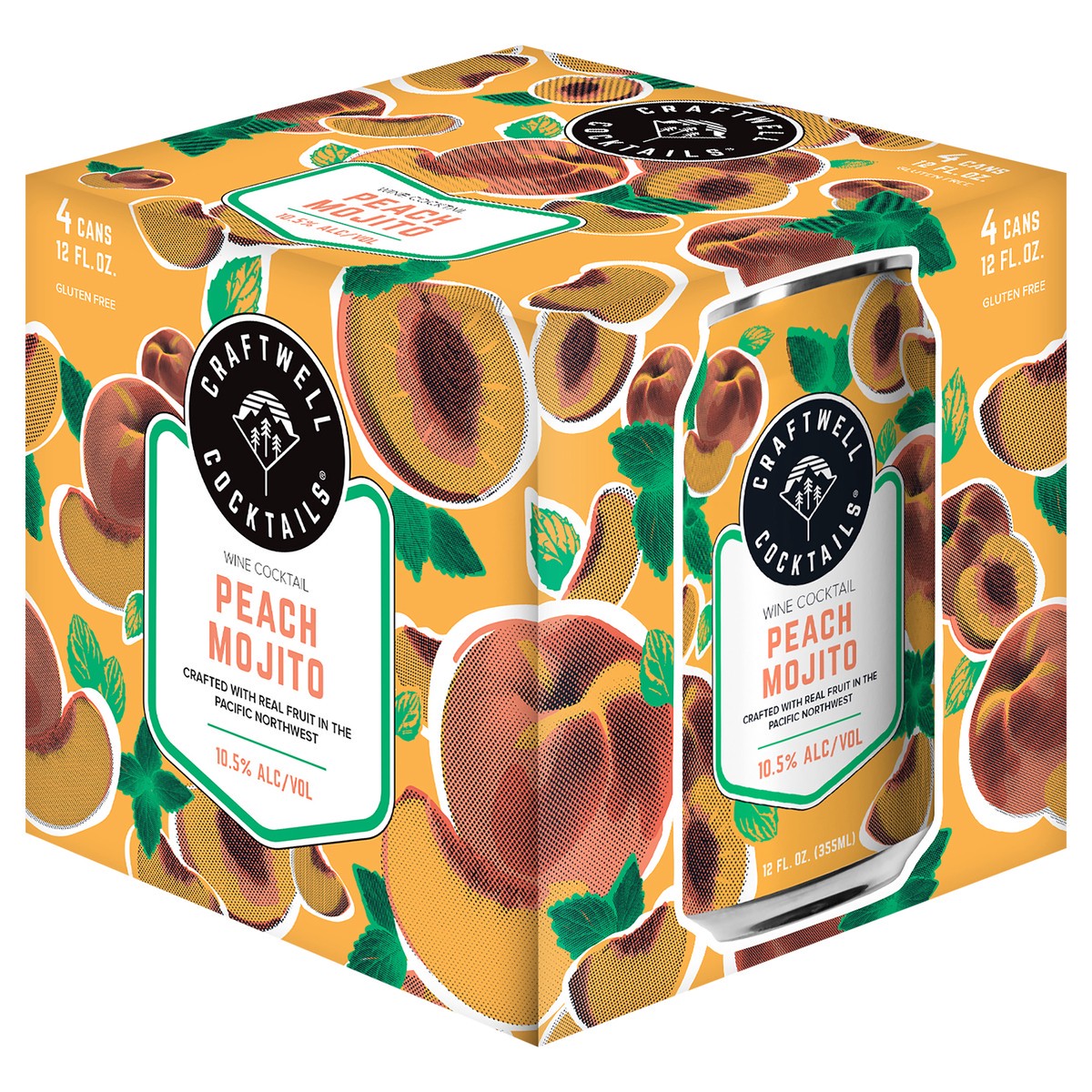 slide 2 of 8, Craftwell Cocktails Peach Mojito 4-12 OZ Cans, 4 ct; 12 fl oz