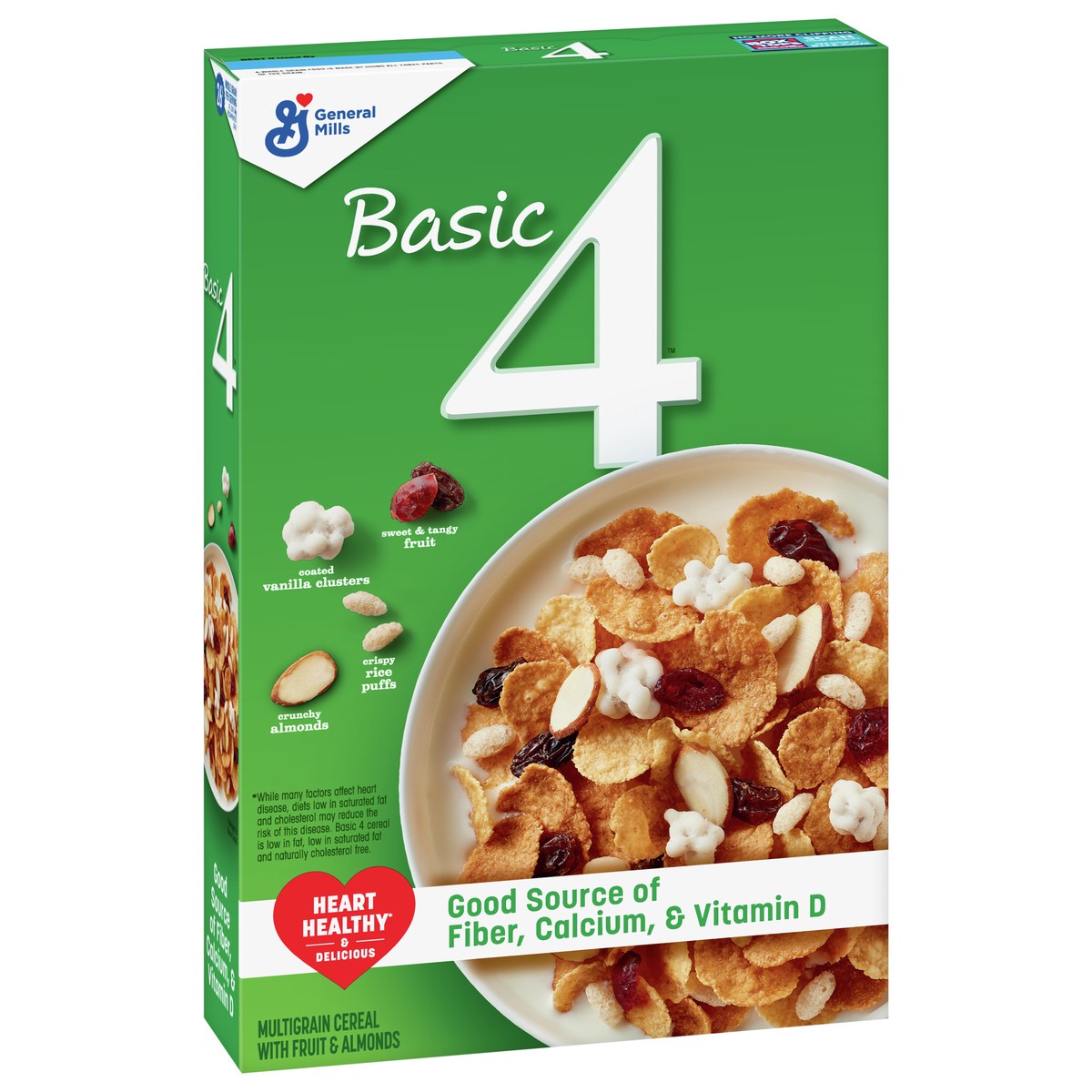 slide 2 of 9, Basic 4 Heart Healthy Cereal, Fruit and Nut Fiber Cereal with Whole Grain, 19.8 oz, 19.8 oz