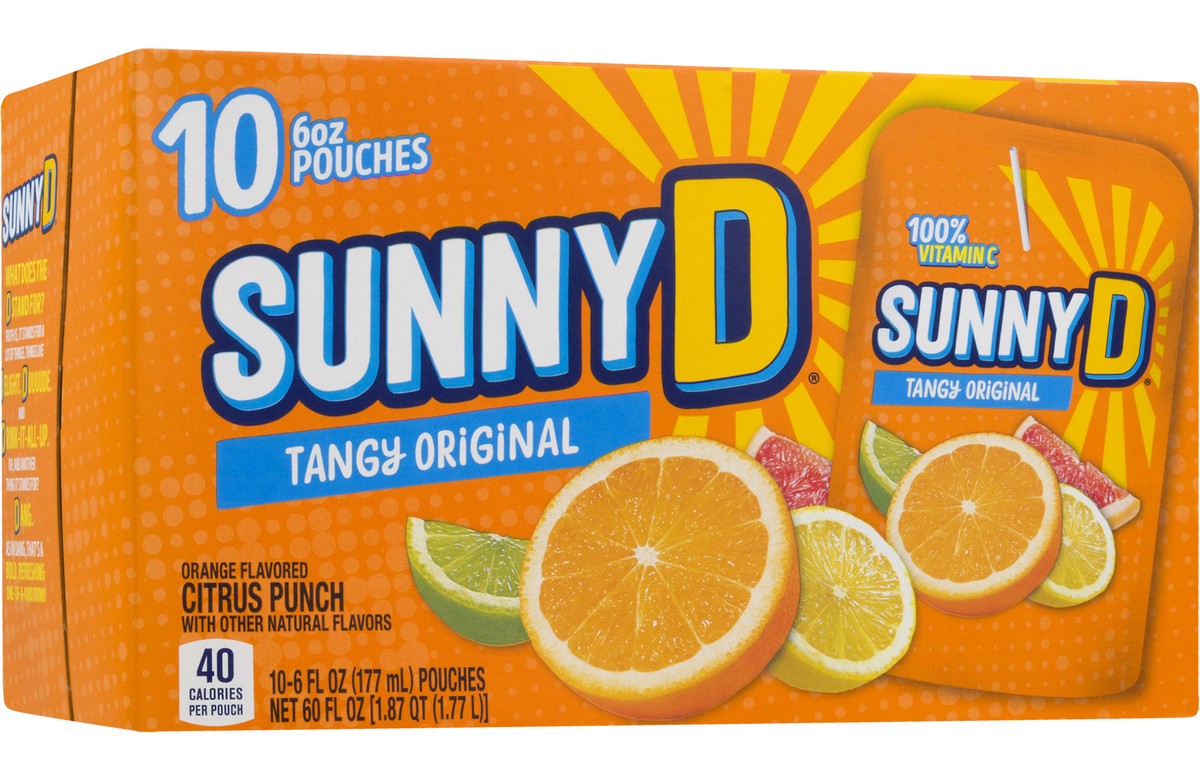 slide 7 of 11, Sunny D Orange Tangy Original 10 - 6 fl oz Pouches, 10 ct