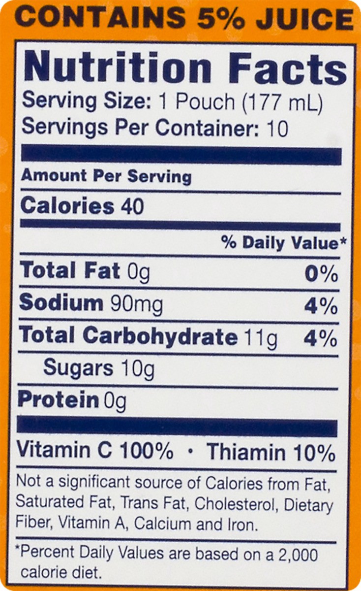 slide 8 of 11, Sunny D Orange Tangy Original 10 - 6 fl oz Pouches, 10 ct