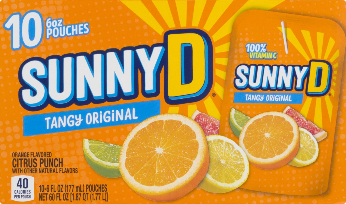 slide 9 of 11, Sunny D Orange Tangy Original 10 - 6 fl oz Pouches, 10 ct